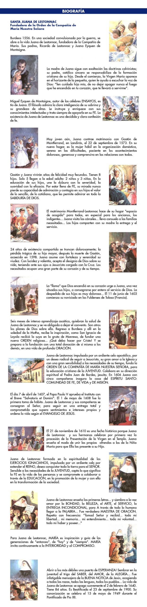 Biografía Santa Juana en dibujos